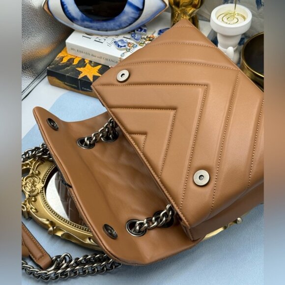 🆕 KURT GEIGER LONDON 🧿 NWOT Leather Kensington Shoulder Bag, Camel Brown - Picture 10 of 16